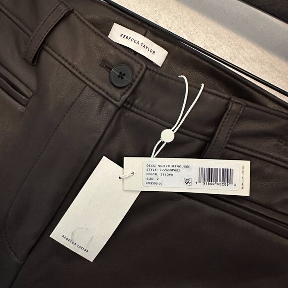 NWT Rebecca Taylor Vegan Leather Trouser in Deep Port - Picture 11 of 11